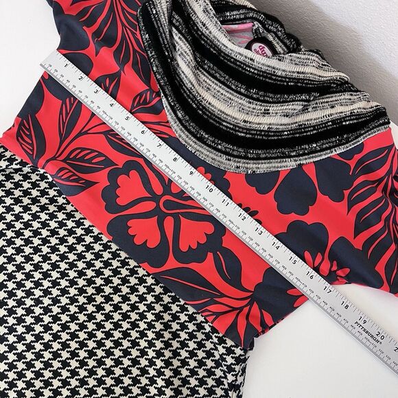 Dumb Clothing Dress Womens Small Mini Hoodie Mixed Media Floral Boho Funky Red - Picture 5 of 10